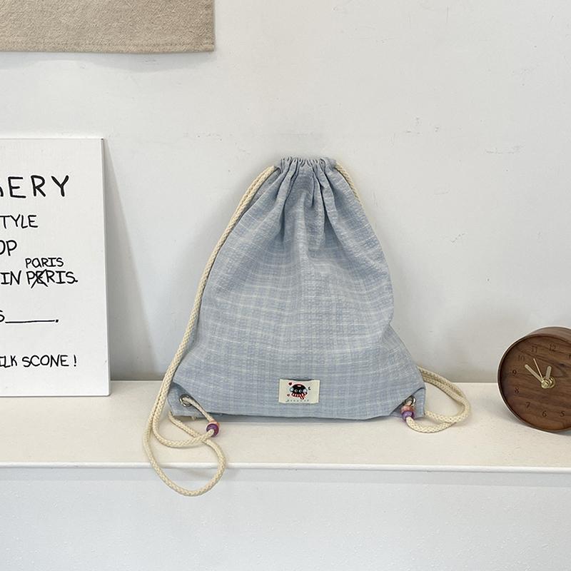 

Клетчатый рюкзак на шнурке холщовый женский шоппер спортивная сумка для тренажерного зала тренировочный мешок простая сумка для поездок на работу синий