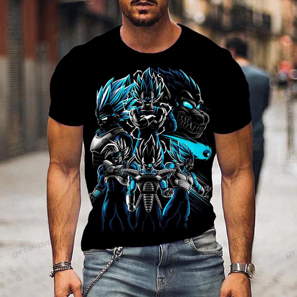 ETST 011 2024 Dragon Ball Z Oversized Heren T-shirt Heren T-shirt Trend Goku Kinder Vegeta Kleding Korte Mouw XL