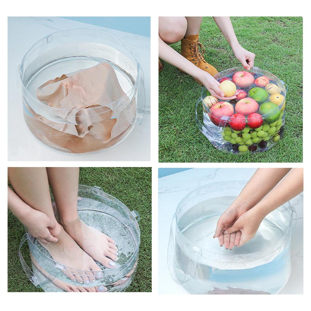 Folding Water Basin Transparent with Handles Portable Bucket for Hospital Vegetables Nursery Beach Patio Tailgating