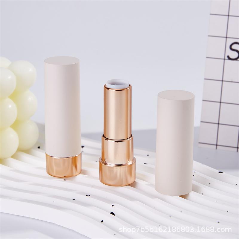3.5ml Round Gold Base Snap-On Lipstick Tube, Empty Refillable Lip Balm Container, Cosmetic Packaging