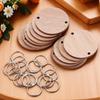 50Pcs Wood Slices with Metal Rings for DIY Wooden Calendar Kit Birthday Anniversary Tracker Wall Hanging Decor for Home Office
