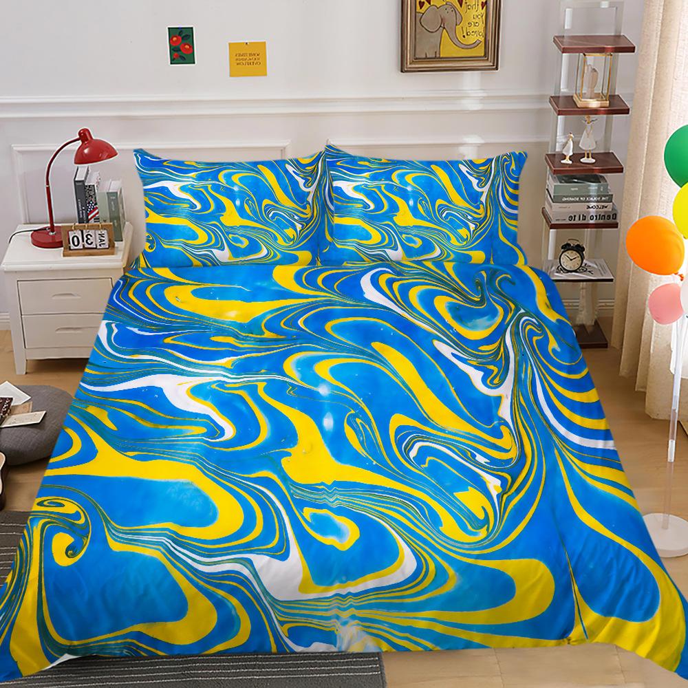 Source Factory Quilt Cover Pillowcase Two Or Three-Piece Set Marble 3D Digital Printing Polyester Fabric