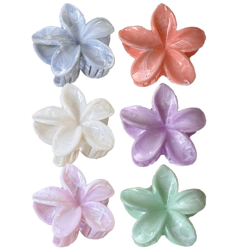 Farbverlauf Frangipani Haarspange Damen Vielseitig Süß Resort Fee Haifisch-Clip Vintage Haaraccessoires