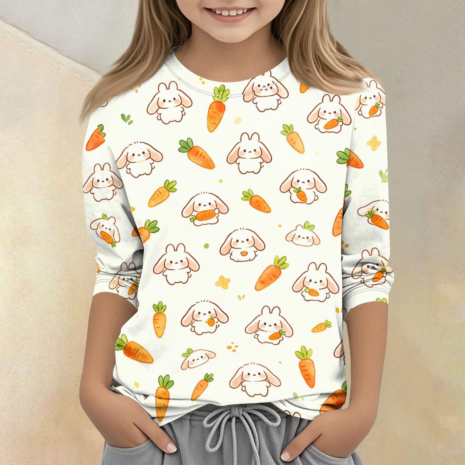 

Kids Animal Print Crew Neck 3/4 Sleeve Casual T Shirt Soft Fabric Comfortable Fit Lightweight Design Suitable for Everyday Wear 120