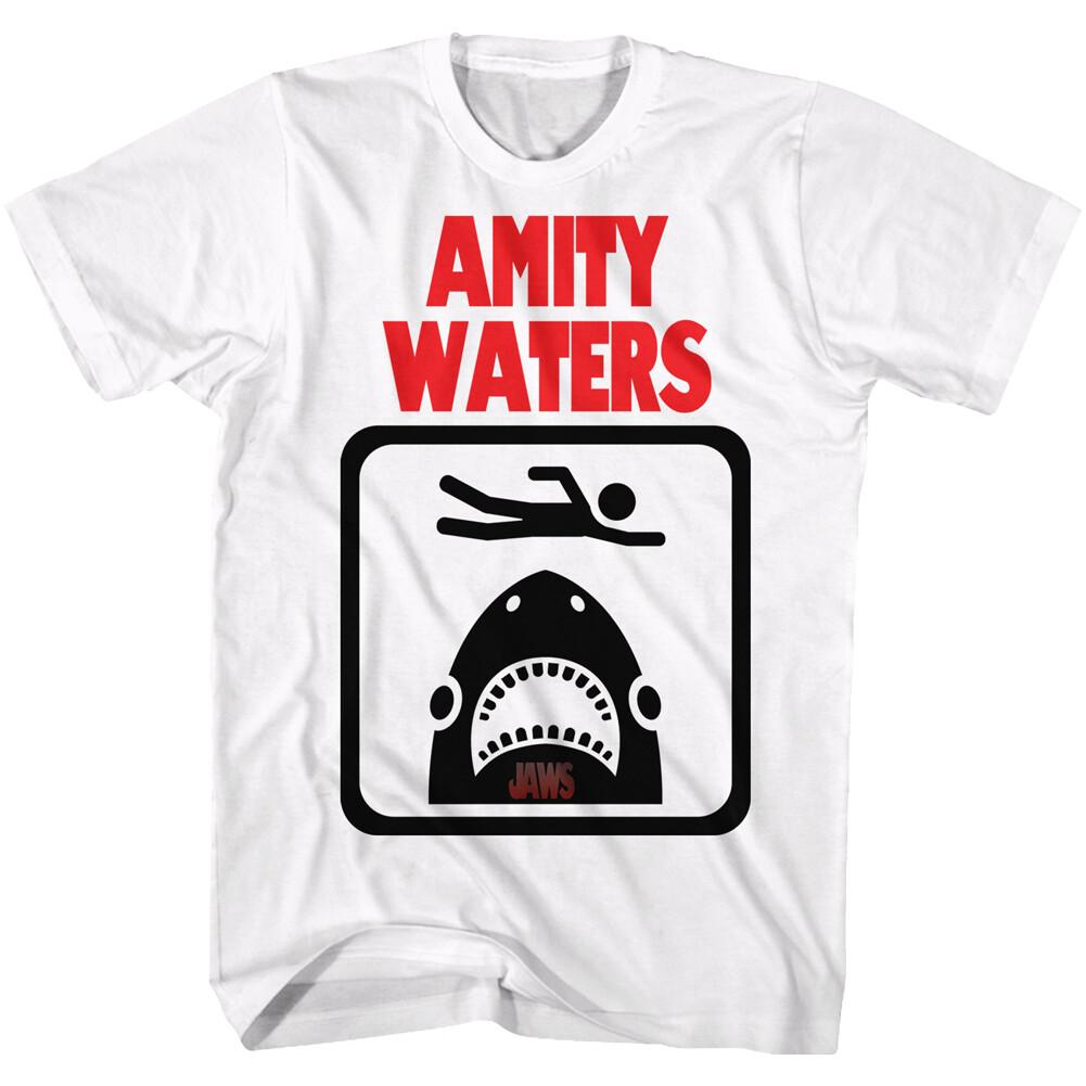 Jaws 70 Thriller Movie Amity Waters Stick Figure Swimming Shark Men T Shirt S