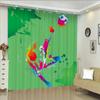 Boys Soccer Football Sports Theme Ball Pattern Drapes Ideal for Livingroom Space Kids Bedchamber Bathroom Kicthen Door Household Decoration 2Pc