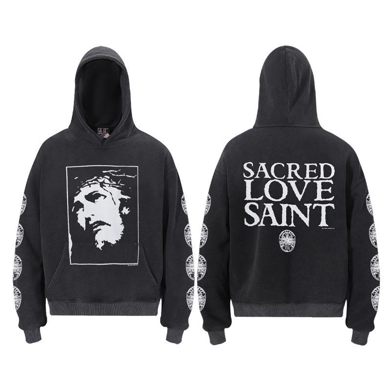 Unisex VTG High Street Saint Portrait Pattern Hoodie Sweatshirt