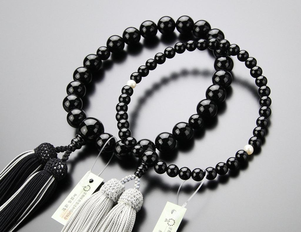 Prayer Mala Beads for Men Black Pure Silk Mala Beads for Women 7 Black Freshwater Pure Silk Pair Set Prayer Kyoto Prayer Kyoto Prayer Informal