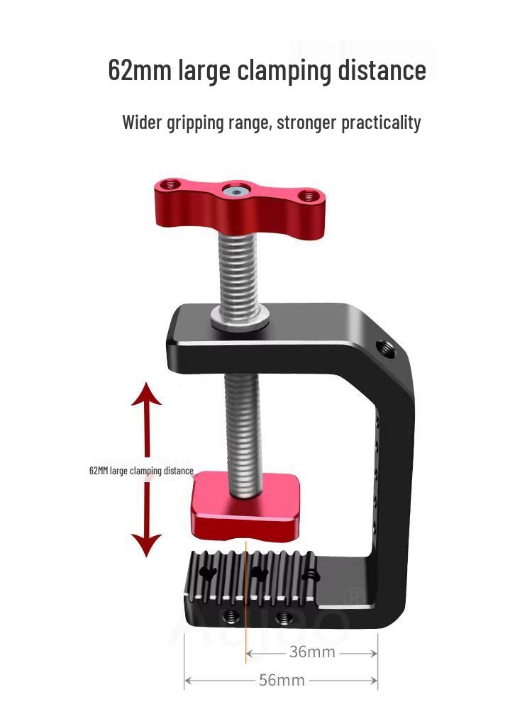 Heavy-Duty C-Clamp Phone Holder & Camera Ball Head Fixture