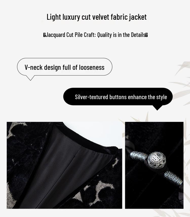 Herbst/Winter Maulbeerseiden-Samtmantel - Schlicht, bedruckt, locker sitzend, figurbetonende Damenoberbekleidung 1297