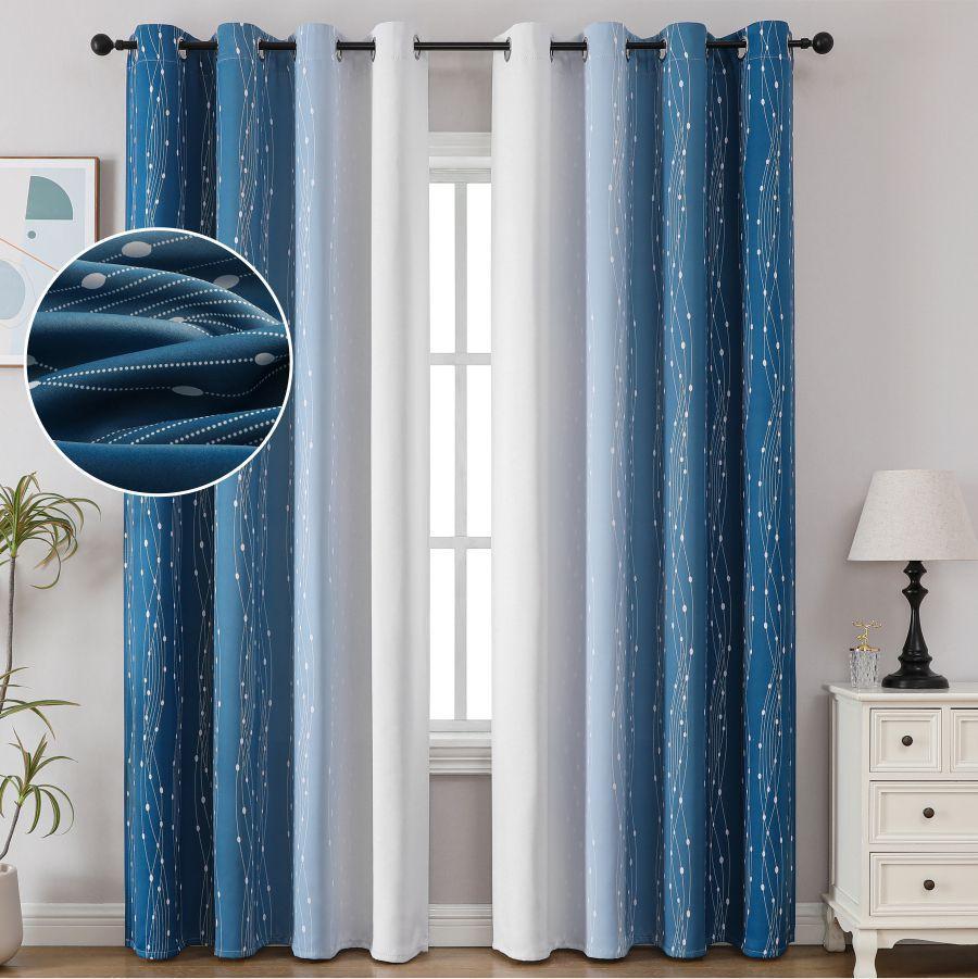 Gradient Color 80-90% Blackout Curtains Thermal Insulated High Precision Drapes for Living Room Bedroom Kids Room Window Decor
