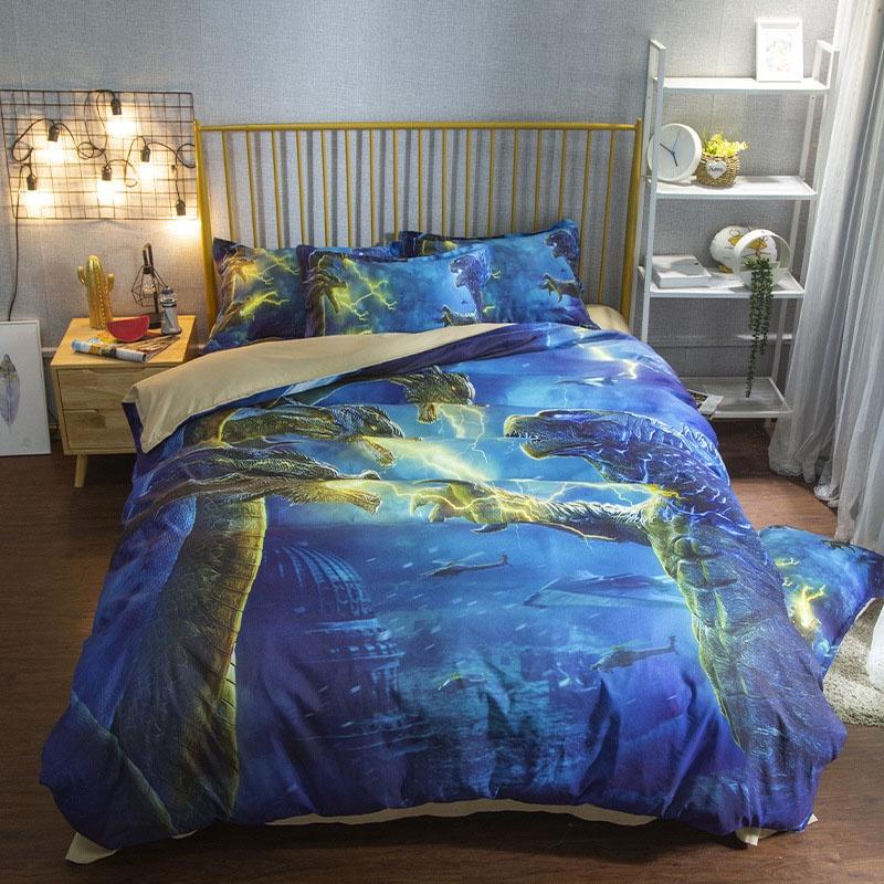 3d Godzilla Newest King Of The Monsters Design Bedding Set Duvet Cover 3pc