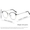 1 Pair Fashionable Unisex Round Full Frame Glasses Stainless Steel Anti-Blue Light Clear Acrylic Lenses