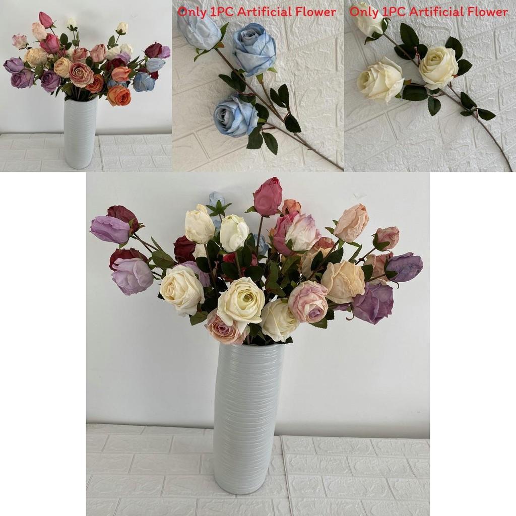 3head Long Branch Rose Artificial Flowers For Wedding Decor And Home Decorations