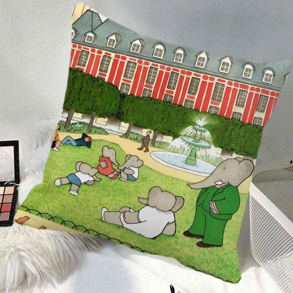 BBabar The Elephant Pillow Case Square Pillow Bedroom Sofa Leisure Comfort Cushion Car Home Decoration