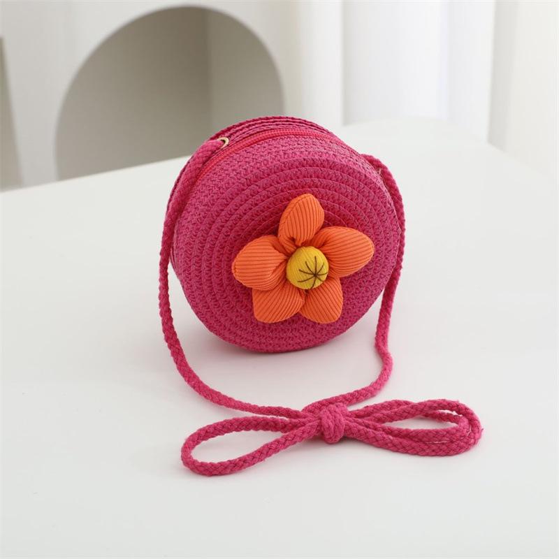 Children's Straw Woven Crossbody Bag - Small Girl's Phone and Coin Purse for Summer Outings and Seaside Trips