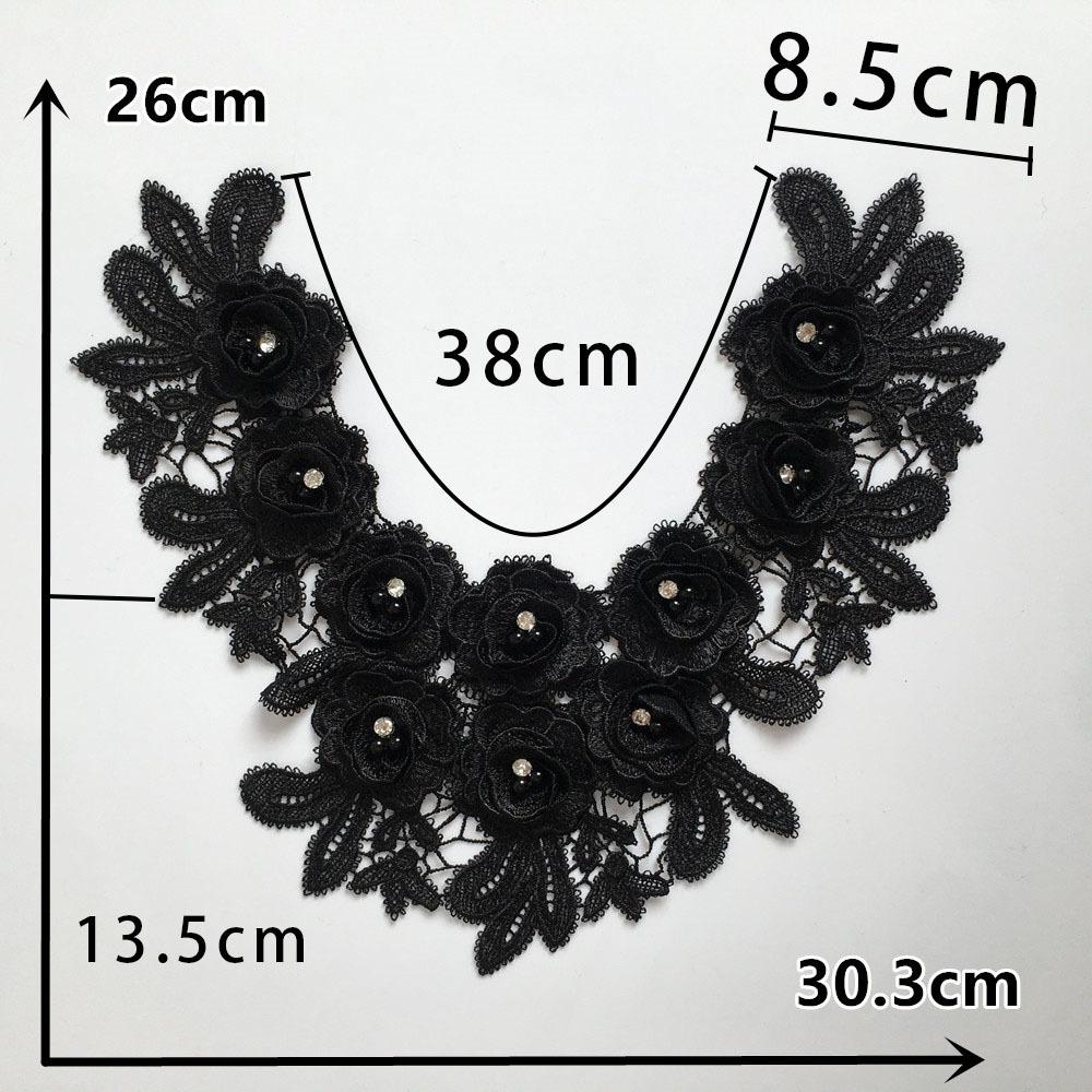 Black And White I Embroidery Polyester Beads Hollow Diy Sewing Lace Decoration Matching Clothing Accessories Clothing