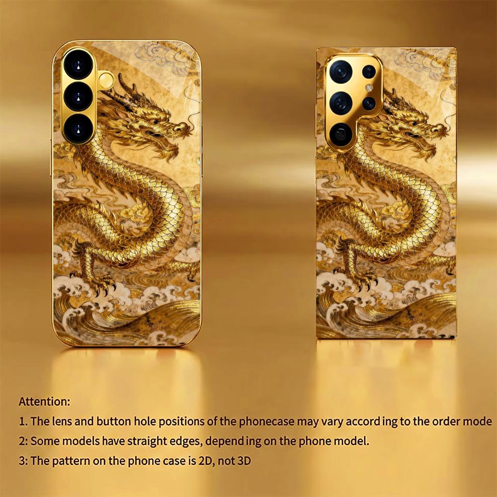 Custodia Lussuosa Drago Dignitoso Custodia in Vetro Galvanizzato per Samsung Galaxy S26 S25 S24 S23 S22 S21 FE, Ultra, Plus