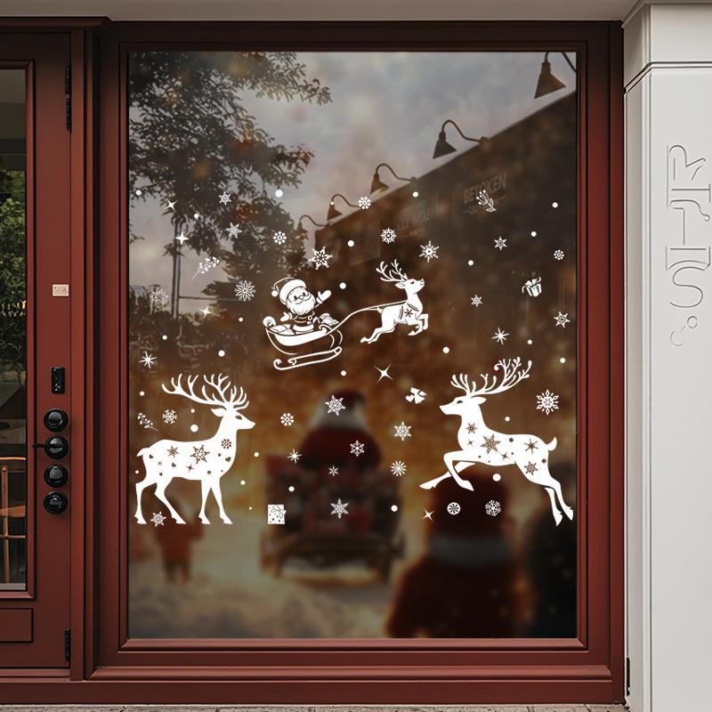 Christmas Decorations: Reindeer Electrostatic Stickers, Glass Window Stickers, Window Display Decoration Stickers