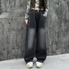 Jeans Neri Dritti Vintage per Bambina Adolescente Pantaloni in Denim Sfumato Casual Moda Bambini Jeans Pantaloni 4-14Y