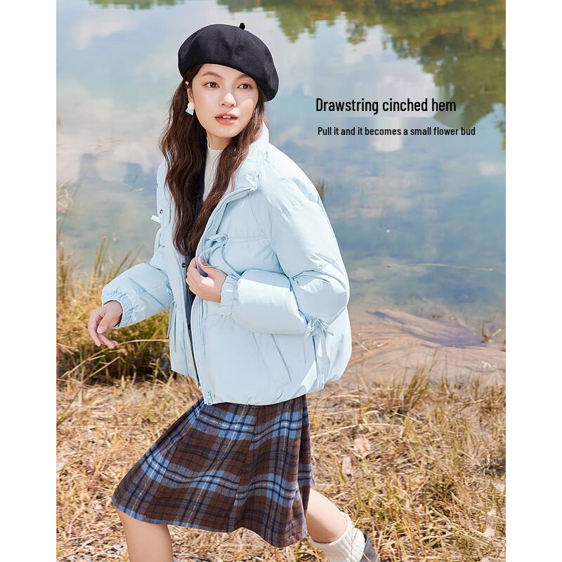 IEF Damen Kurze Warme Daunenjacke im Koreanischen Stil Süß