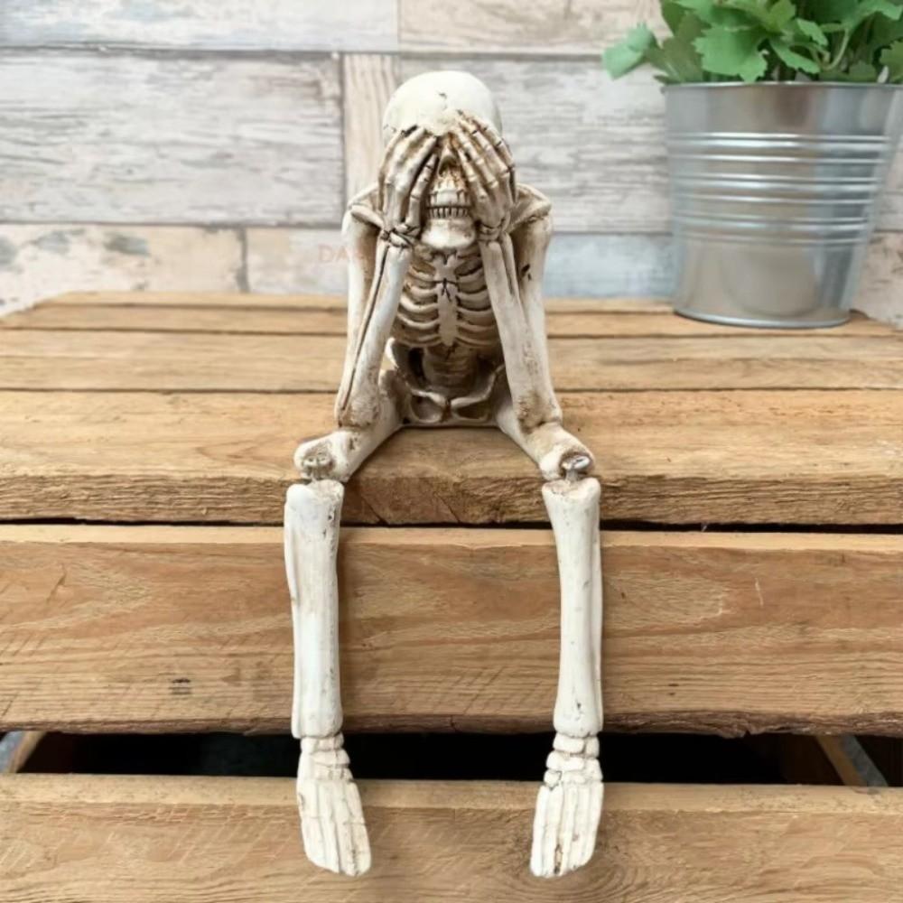 Spooky Atmosphere Halloween Skull Figurines Resin Material Skeleton Decoration Home Decor