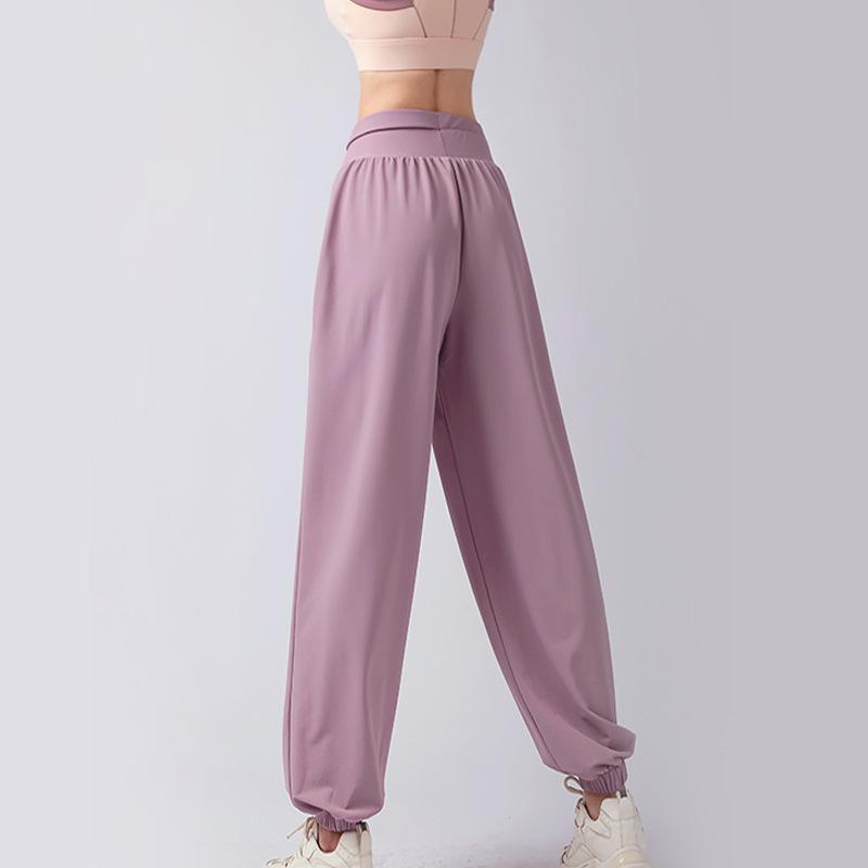 

Женские высококачественные свободные дышащие быстросохнущие брюки для йоги и бега L розовый