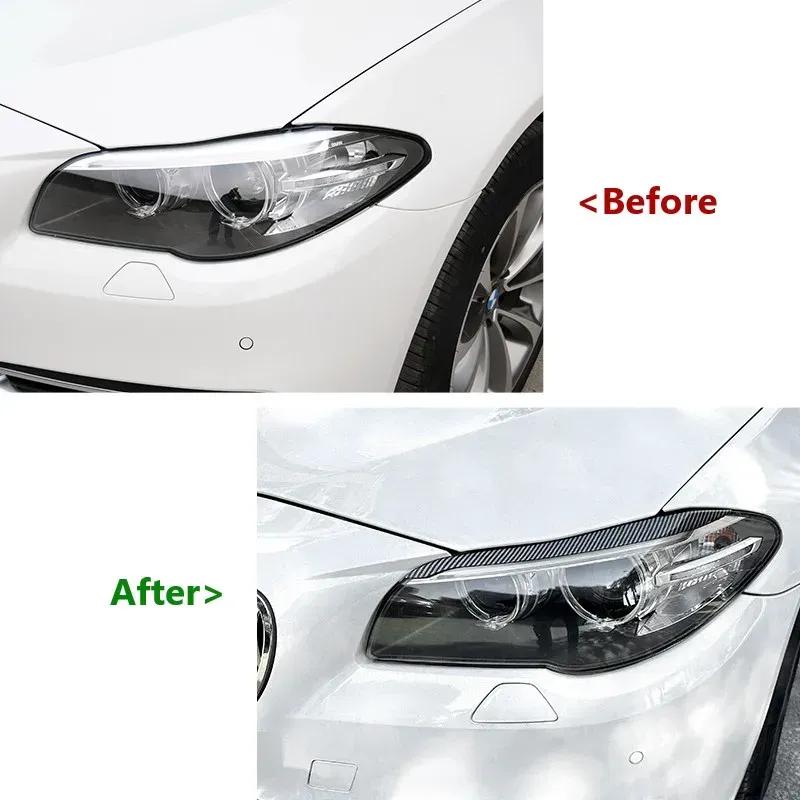 2 Stück Scheinwerfer-Augenbrauen-Deckel für BMW 5er F10 F11 2015 2016 2017 Frontscheinwerfer-Aufkleber Zierleiste Karosserie-Kits