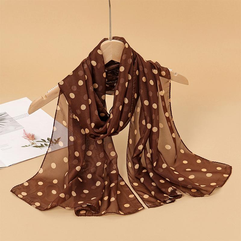 

New Fashion Chiffon Dot Print Design Women Silk Scarf Shawl Elegant Headscarf Bandage Hijabs Muslim Wrap Scarves 50x160cm