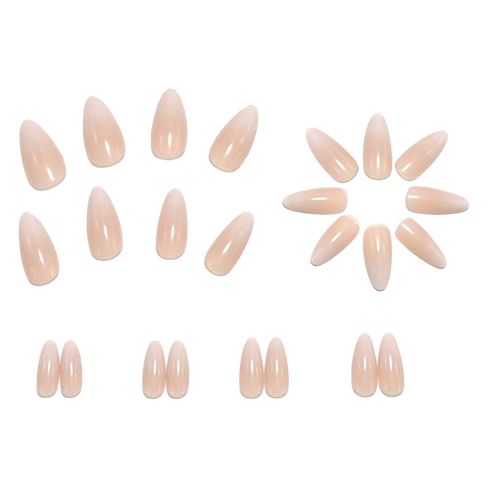 Nude Gradient Translucent Almond Shape Detachable Wearable Nails - French Style