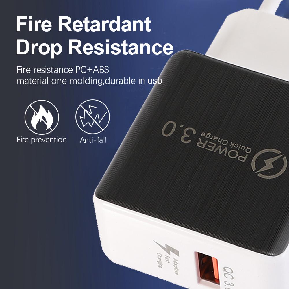 3A QC3.0 Fast Charger - 5V/9V/12V Mobile Phone Travel Adapter