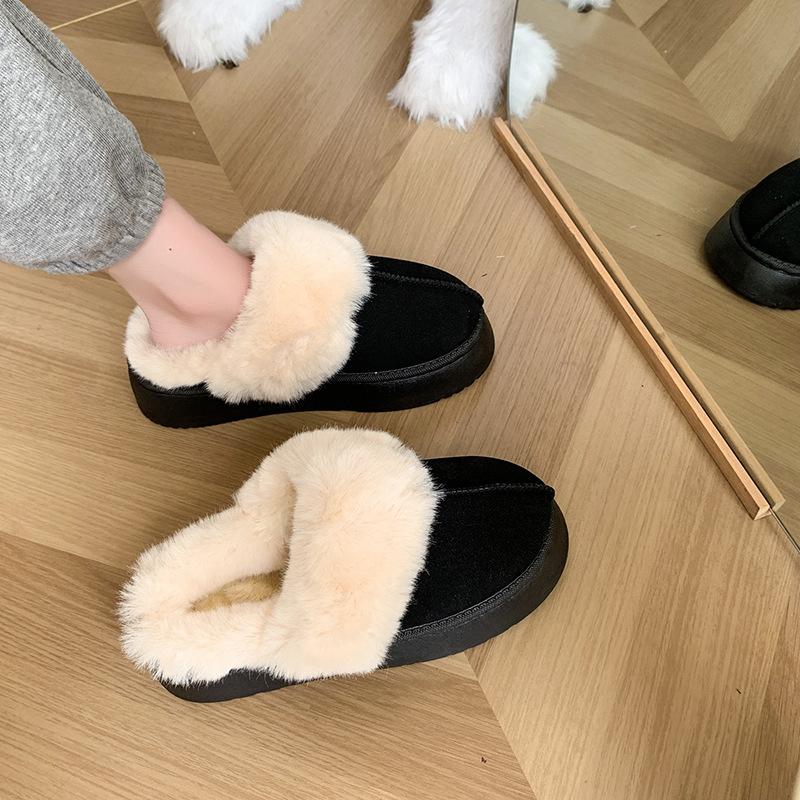 Winter Damen Plüsch Baumwolle Schuhe Modische Damen Flache Schuhe Leder Pelz Integrierte Damen Kurze Stiefel