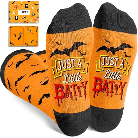 HAPPYPOP Halloween Ghost Bat Gifts - Scary Spooky Horror Knee High Socks for Teens Kids 13-18 Years&Adult