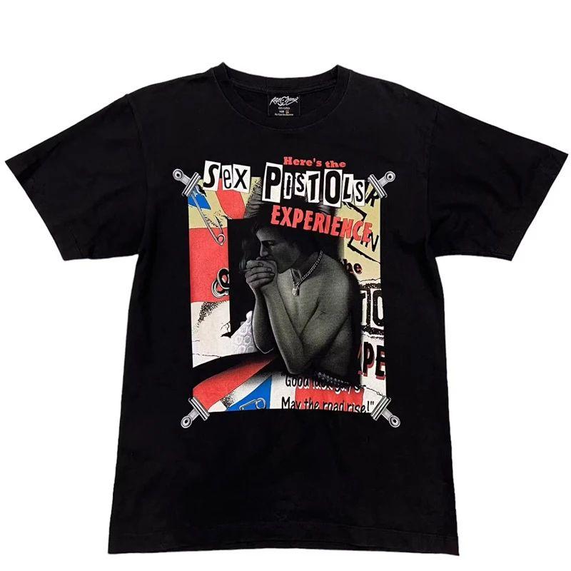 Rock Punk Print Pattern Short Sleeve Retro Sports Streetwear Double Sided Print T-shirt Casual Loose Cotton Top Unisex