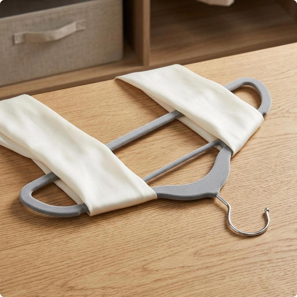 Flocked Hanger Contoured Shoulders NonSlip Clothes Wide Broad Support Structure Beige