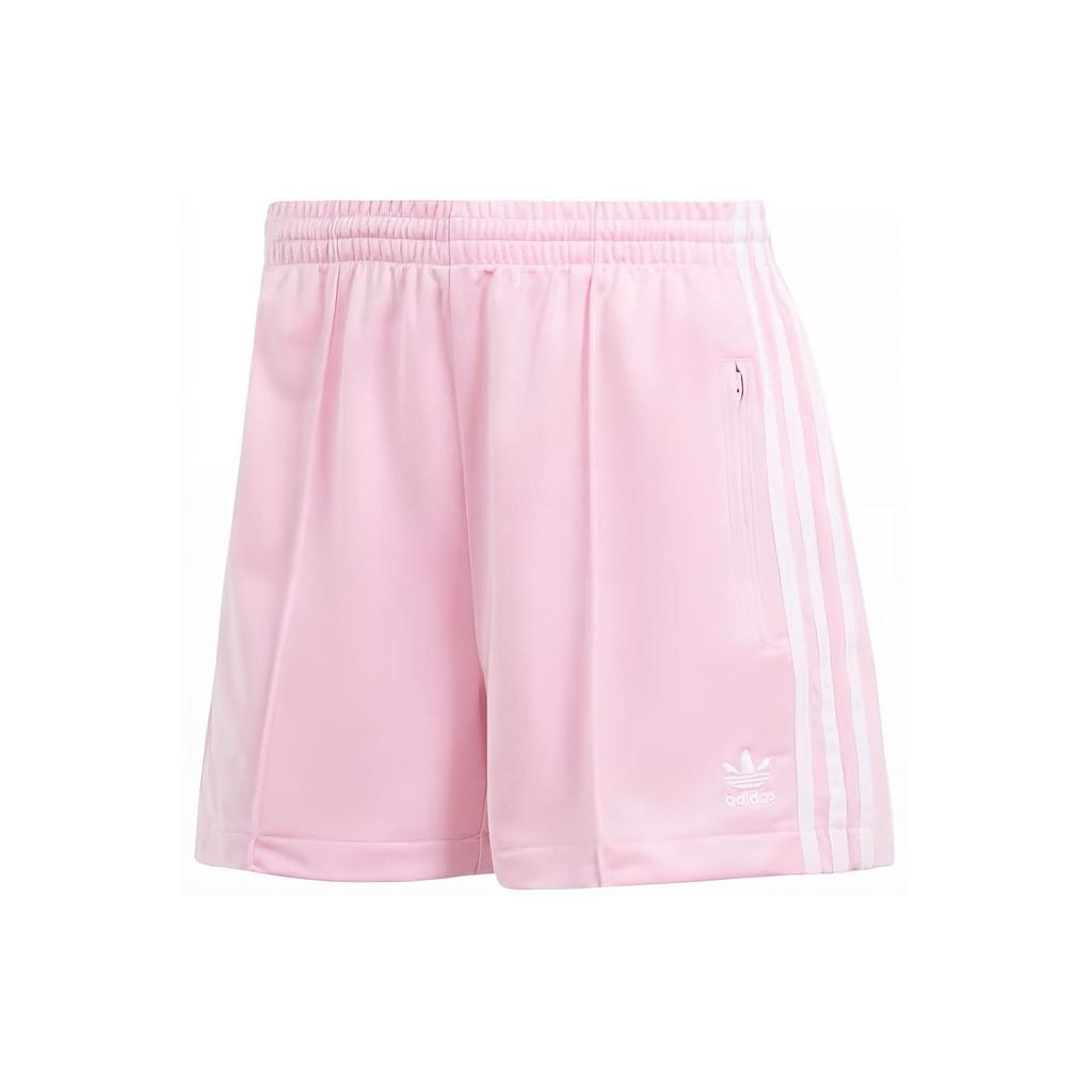 Adidas Originals Elastic Striped Logo Embroidery Casual Shorts Women Bottoms True-Pink IN6284