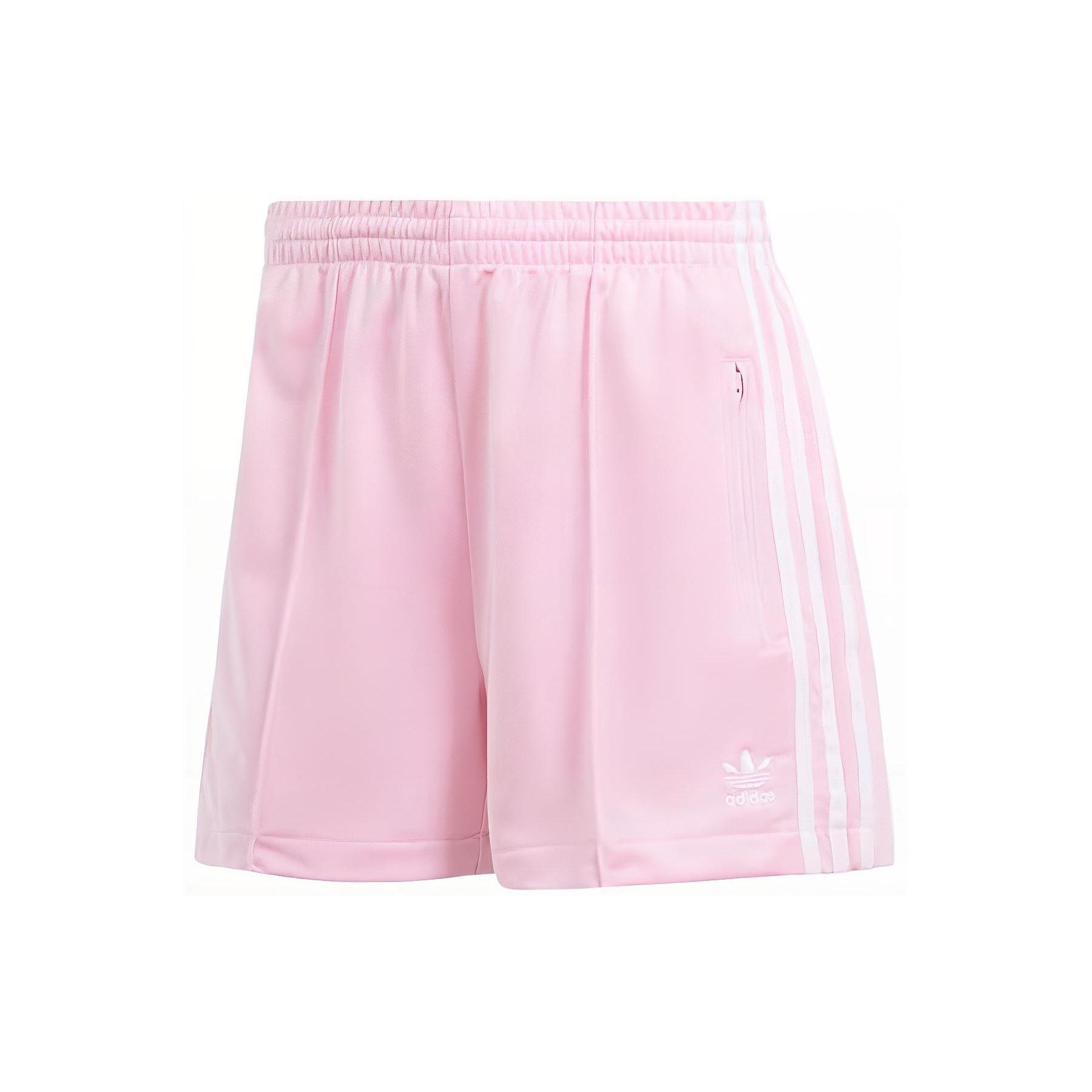 

Adidas Originals Elastic Striped Logo Embroidery Casual Shorts Women Bottoms True-Pink IN6284 S