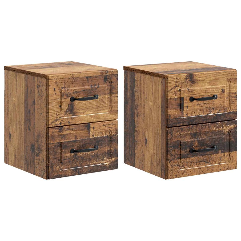 Wall Mounted Nightstand 2 pcs Reclaimed Wood Look 34.5 x 33 x 40 cm
