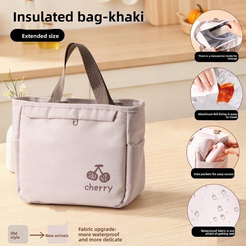 Lunch Box Insulated Bag, Hand-held Insulated Lunch Box Bag, Thickened Insulated Bento Bag, Student Large-capacity Aluminum Foil Bag with Rice Bag