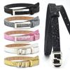 Stylish Thin Waistband For Women With Sequins High Quality PU Belt Multiple Colors Daily Wear