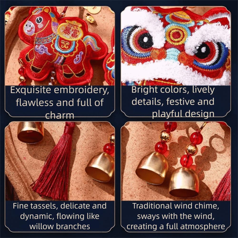 The God of Fortune Horse Pendant Embroidered Red Year of The Horse Hanging Decoration 2026 Year of The Horse Good Fortune