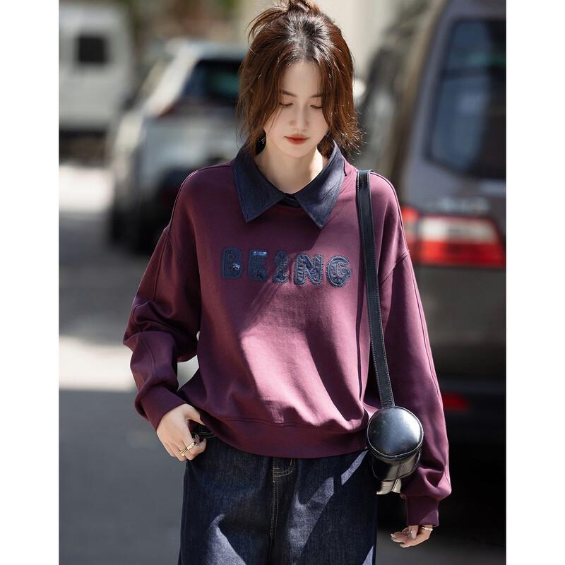Demana Women's Air Layer Embroidered Polo Collar Sweatshirt