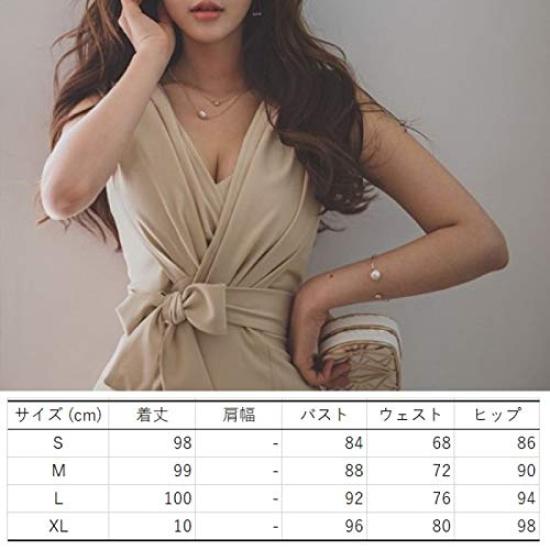 ISLAYCAOLILA Cabaret Mini Club Party Tight Midi C64 Clara Dress, Dress, Dress, Dress, Dress, Ribbon, Cache-Coeur, V-Neck, Sleeveless, Waist-Tied,