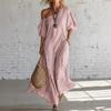 2026 European and American independent station women's fashion spring elegant striped off-the-shoulder dress blue