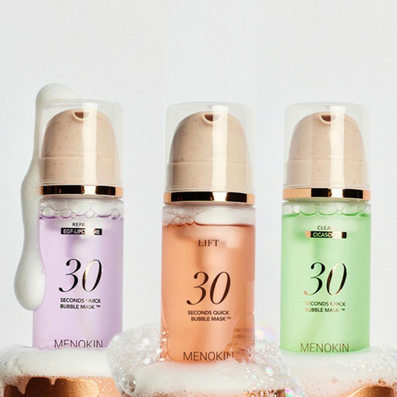 Menokin Super Einfache 30-Sekunden Schnell-Blasenmaske 3 Typen, Hwajalmeok Water Glow Maskenpackung