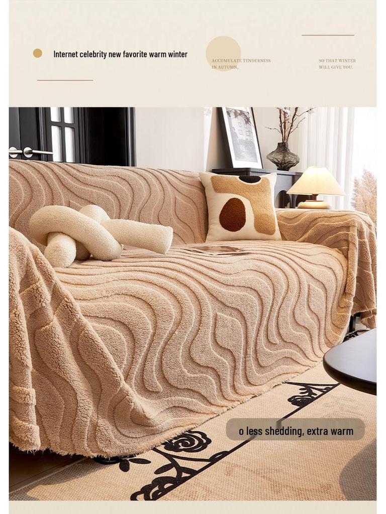 Cream Winter Sofa Blanket: 2026 Plush Ultra-Large One-Piece Cover & Cushion.