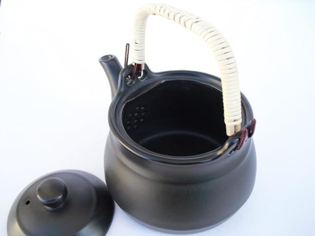 Tokoname Ware Heat-resistant Earthenware Teapot, Size 8 (1400cc), Black, Suitable for Direct Heat! Made In Japan / Yamagen Touen