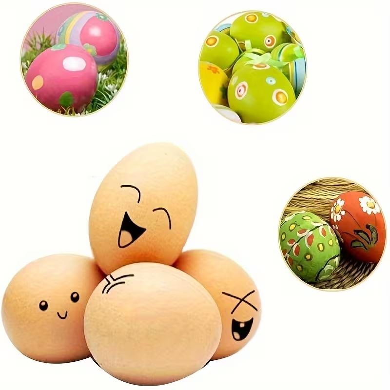 10-40PCS EasterWoodenEgg DIY Painting Set Realistic Imitation Eggs for KidsCreative DoodleToysFarmhouse Decor Wood Bead Ornament