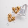 18K Gold Heart-Shaped Liquid Stud Earrings - Trendy European & American Style