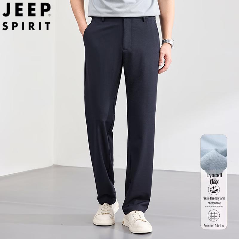 JEEP SPIRIT Men s Lyocell Linen Blend Straight Casual Pants 34